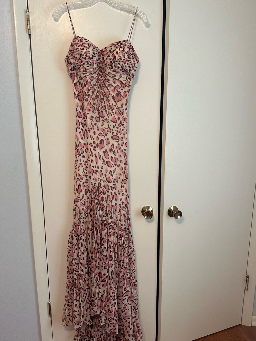 La Femme Pink and Black Leopard Print Scarf